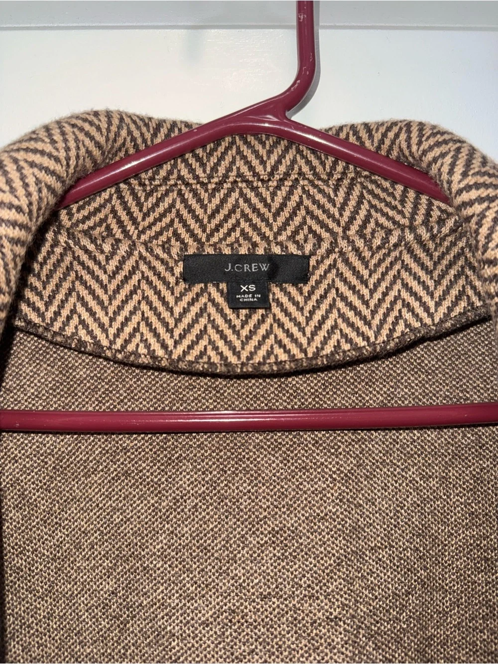 J.Crew Brown Herringbone Open Cardigan Coat